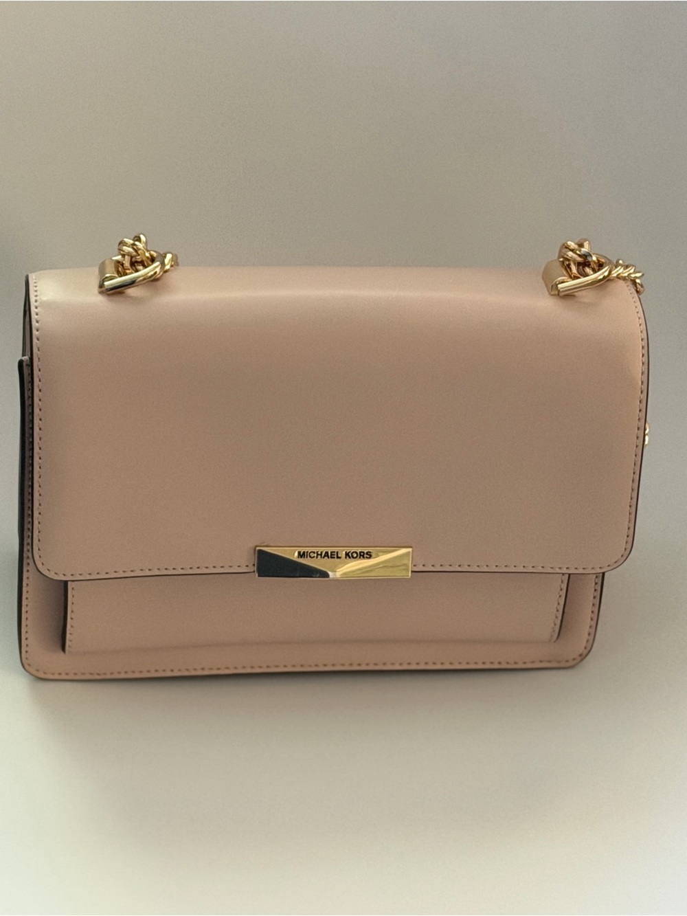 Michael Kors Blush Pink Leather Crossbody with Gold Chain